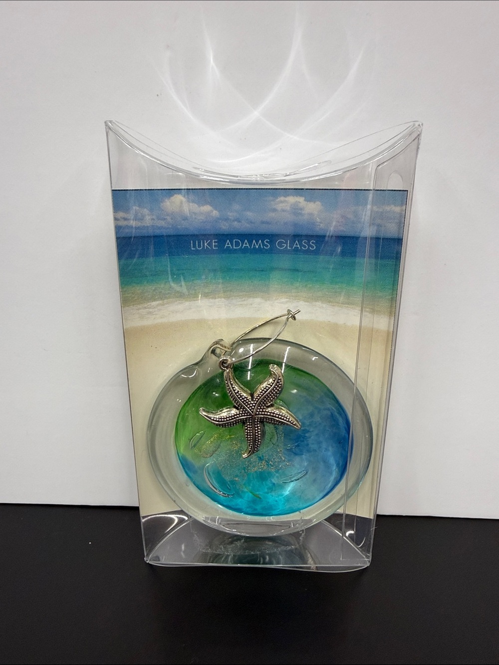 Luke Adams Glass Blue-Green Starfish Glass Ornament